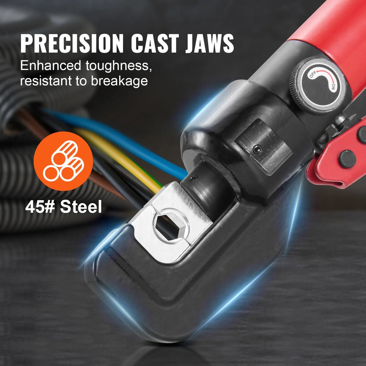 VEVOR Hydraulic Cable Lug Crimper with 9 Die Sets (AWG 12–2/0) for Copper and Aluminium Cable Lugs, Rotating Crimping Head, Gloves, 5 Copper Ring Terminals and 8 Heat Shrink Tubing Sleeves
