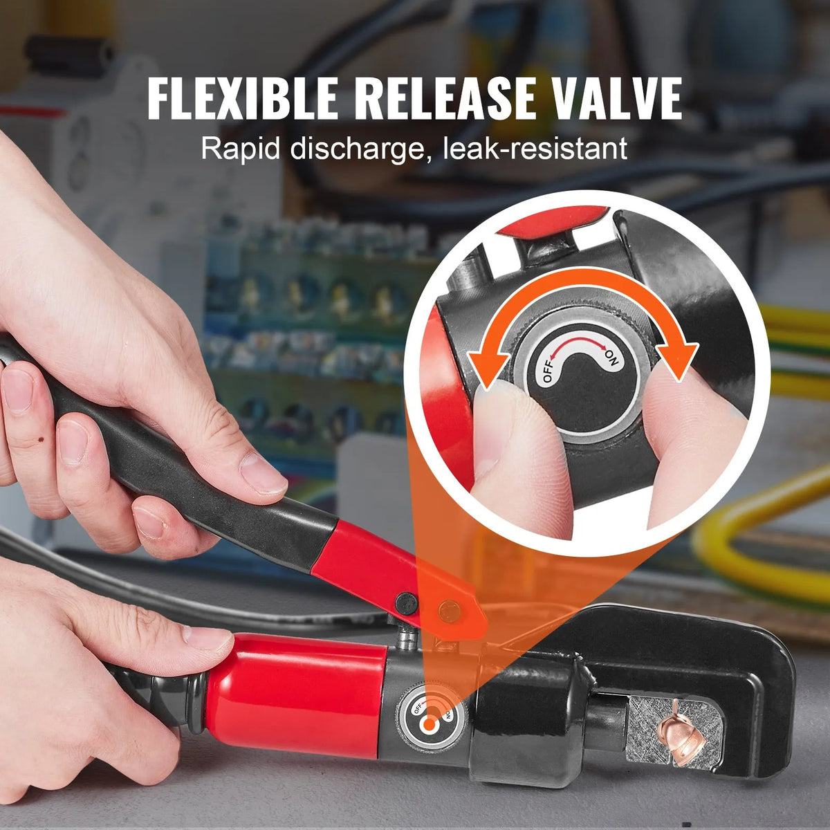 VEVOR Hydraulic Cable Lug Crimper with 9 Die Sets (AWG 12–2/0) for Copper and Aluminium Cable Lugs, Rotating Crimping Head, Gloves, 5 Copper Ring Terminals and 8 Heat Shrink Tubing Sleeves