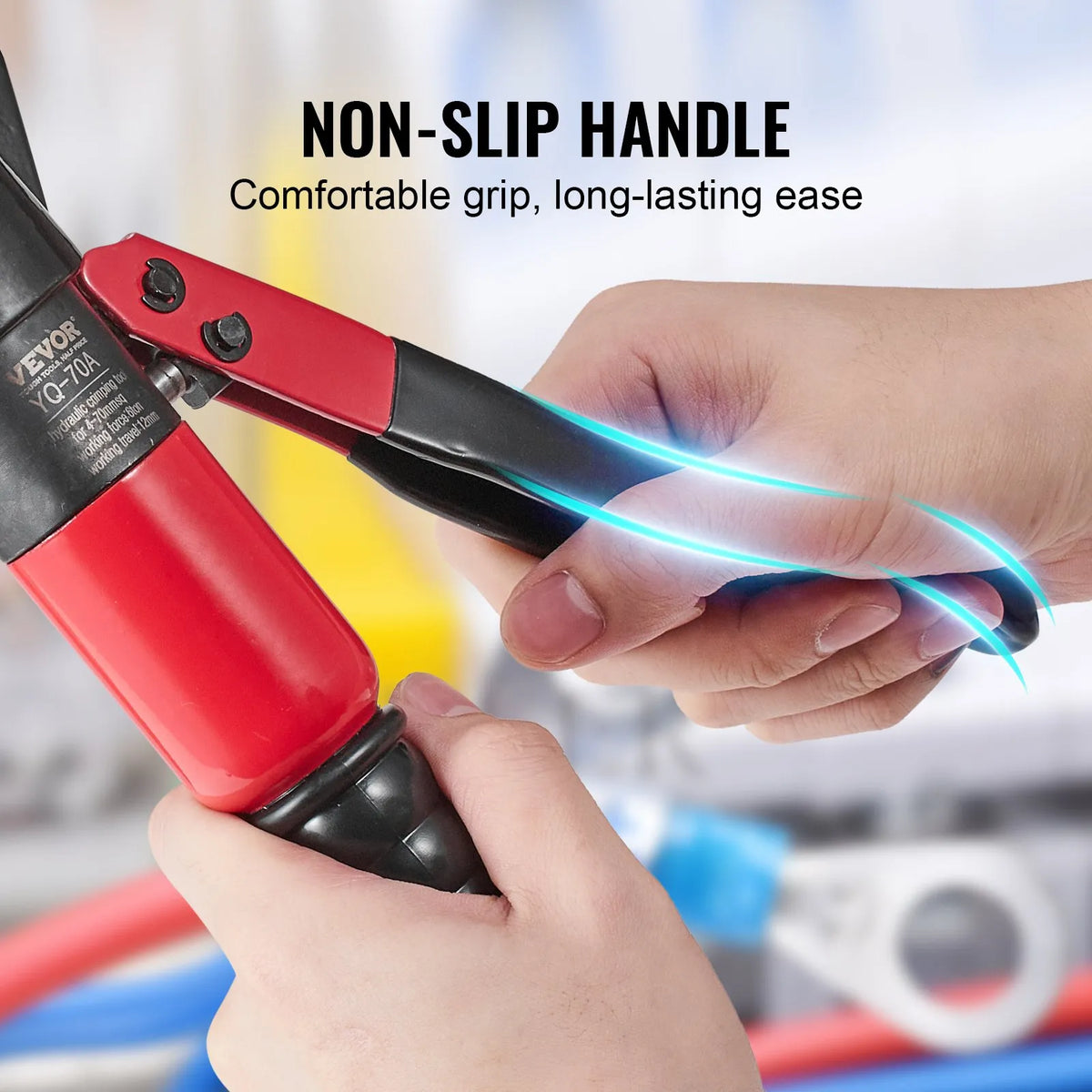 VEVOR Hydraulic Cable Lug Crimper with 9 Die Sets (AWG 12–2/0) for Copper and Aluminium Cable Lugs, Rotating Crimping Head, Gloves, 5 Copper Ring Terminals and 8 Heat Shrink Tubing Sleeves