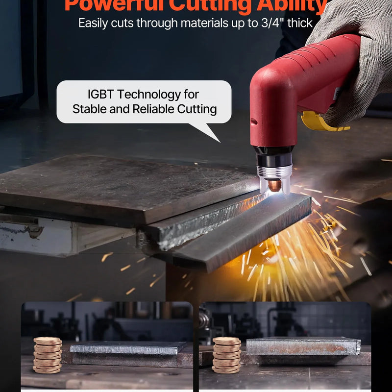 Plazmas griezējs 65 A ar bezkontakta pilotloku, ne-augstfrekvences plazmas griešanas iekārta ar 2T/4T funkciju un regulējamu PT laiku, digitālo displeju un IGBT invertoru, piemērota mājas remontiem un darbnīcām