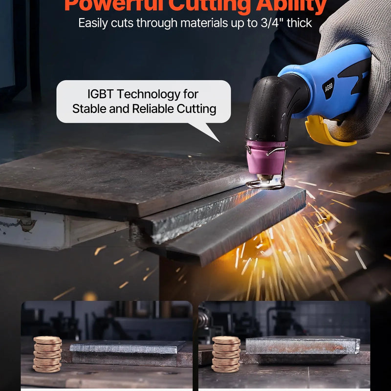 Plazmas griezējs 65 A ar bezkontakta pilotloku, 220 V digitālo displeju un IGBT invertoru, aprīkots ar 2T/4T funkciju un regulējamu PA/PT laiku, piemērots mājas remontiem un darbnīcām