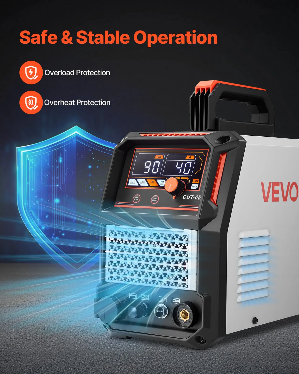 VEVOR плазморез 65 A с бесконтактным пилотным поджигом, 220 V, IGBT, цифровой дисплей, 2T/4T