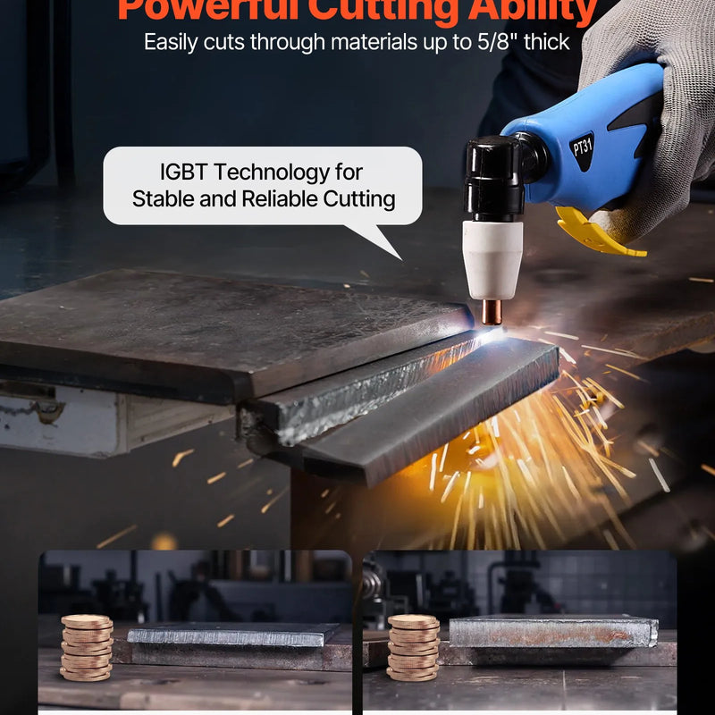 Plazmas griezējs 50 A ar 220 V digitālo displeju un IGBT invertoru, aprīkots ar 2T/4T funkciju un regulējamu PA/PT laiku, piemērots mājas remontiem un darbnīcām