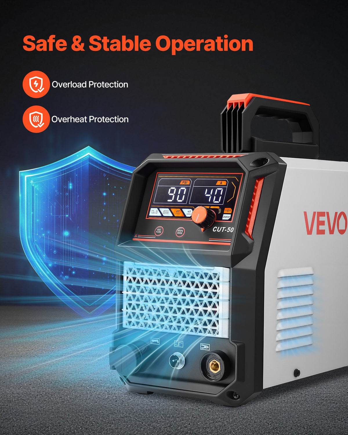 VEVOR Plasma Cutter 50 A, 220 V, IGBT, Digital Display, 2T/4T, Adjustable PA/PT Time