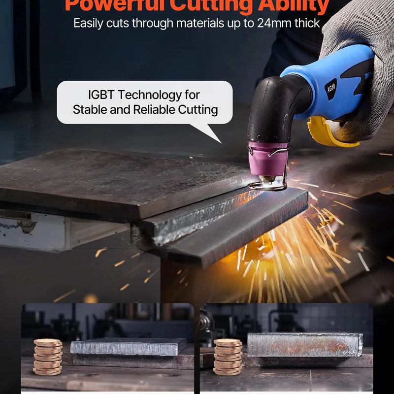 VEVOR plazmas griezējs, 60 A bezkontakta pilotloka plazmas griešanas iekārta ar digitālo displeju un IGBT invertoru, 2T/4T funkcija un regulējams PA/PT laiks, paredzēta rūpnieciskai lietošanai (400 V trīsfāžu barošana)