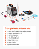 VEVOR plazmas griezējs, 60 A bezkontakta pilotloka plazmas griešanas iekārta ar digitālo displeju un IGBT invertoru, 2T/4T funkcija un regulējams PA/PT laiks, paredzēta rūpnieciskai lietošanai (400 V trīsfāžu barošana)