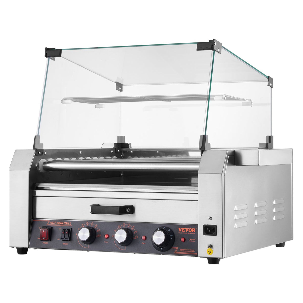 VEVOR elektriline hotdogigrill 11 rulli ja kuklisoojendajaga, 2400 W
