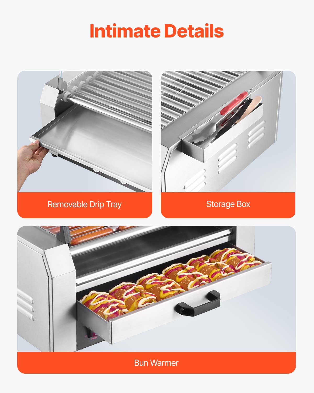 VEVOR elektriline hotdogigrill 11 rulli ja kuklisoojendajaga, 2400 W