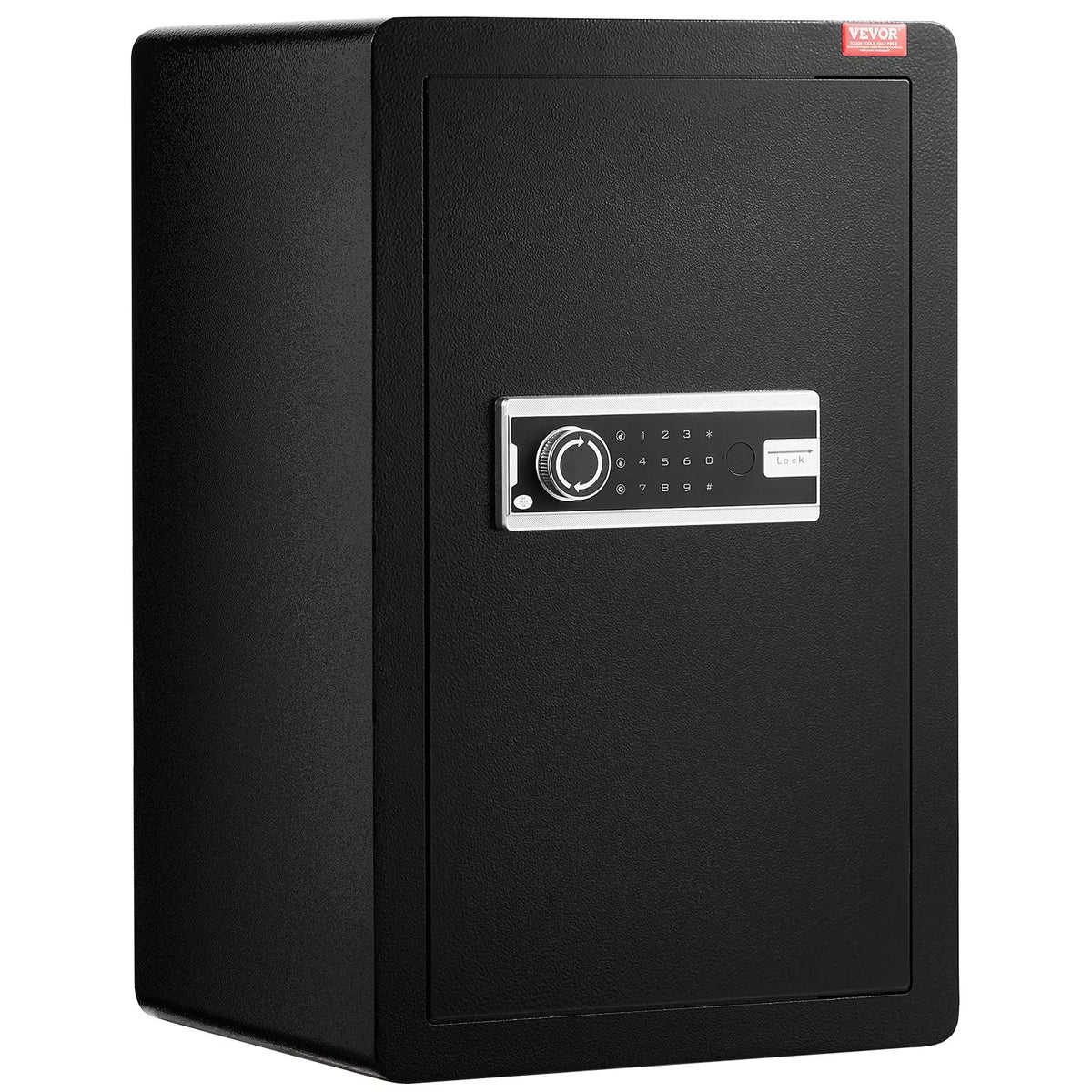 VEVOR Single Door 99 L Safe with Key and Password Lock, Fireproof Bag, Key Holder, LED Light and 2 Shelves for Cash, Documents, Jewellery and Valuables, Black