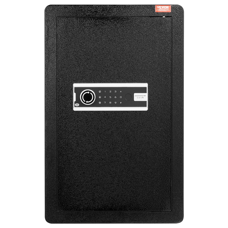 VEVOR vienu durvju 99 l seifs ar atslēgas un paroles slēdzeni, ugunsdrošo somu, atslēgu turētāju, LED apgaismojumu un 2 plauktiem naudai, dokumentiem, rotaslietām un vērtīgām lietām, melns