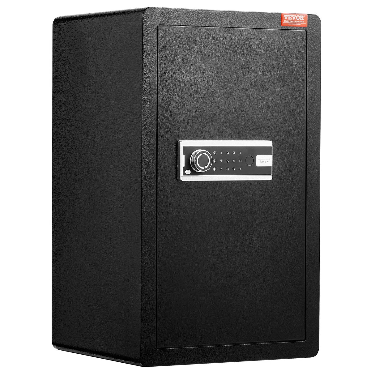 VEVOR Single Door 113 L Safe with Key and Password Lock, Security Safe with Fireproof Bag, Key Holder, LED Lighting, 2 Shelves and 1 Money Compartment for Documents, Jewellery and Valuables, Black