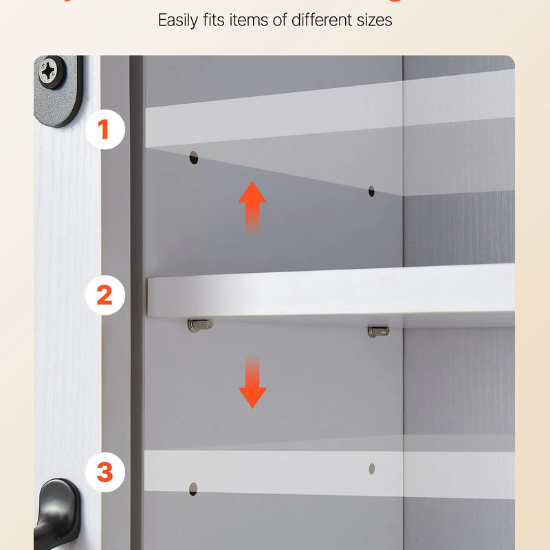VEVOR vannas istabas sienas skapis ar 2 durvīm un regulējamu plauktu, piekaramais skapītis virs tualetes ar atvērtu nodalījumu, dvieļu turētāju un āķiem, piemērots vannas istabai, veļas vai virtuves telpai, balts