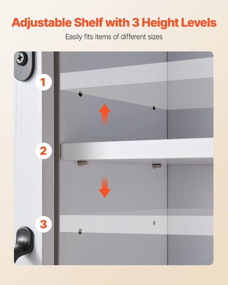 VEVOR vannas istabas sienas skapis ar 2 durvīm un regulējamu plauktu, piekaramais skapītis virs tualetes ar atvērtu nodalījumu, dvieļu turētāju un āķiem, piemērots vannas istabai, veļas vai virtuves telpai, balts