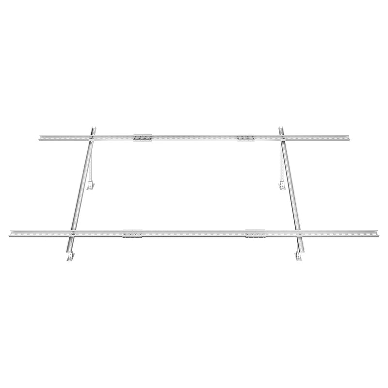 VEVOR saules paneļu montāžas kronšteini, regulējami 30°–60°, daudzdaļīgi kronšteini 1–4 saules paneļu uzstādīšanai, oglekļa tērauda zemes stiprinājuma saules paneļu statīvs saimniecībām, kemperiem, laivām un autonomām sistēmām