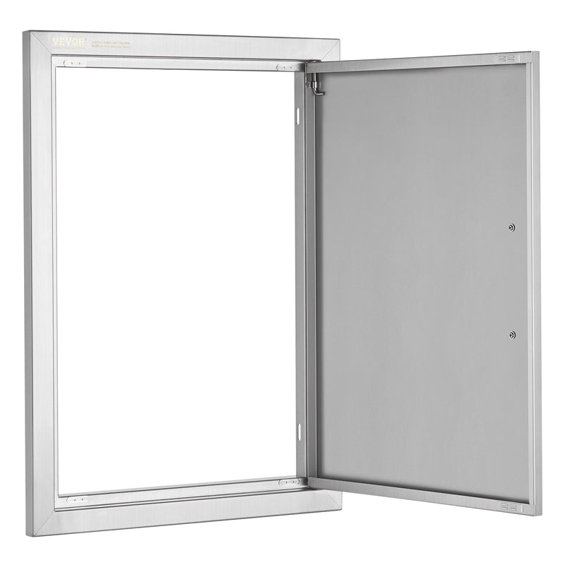 VEVOR BBQ piekļuves durvis 432x610 mm, nerūsējošā tērauda, sienas vertikālās durvis ar rokturi