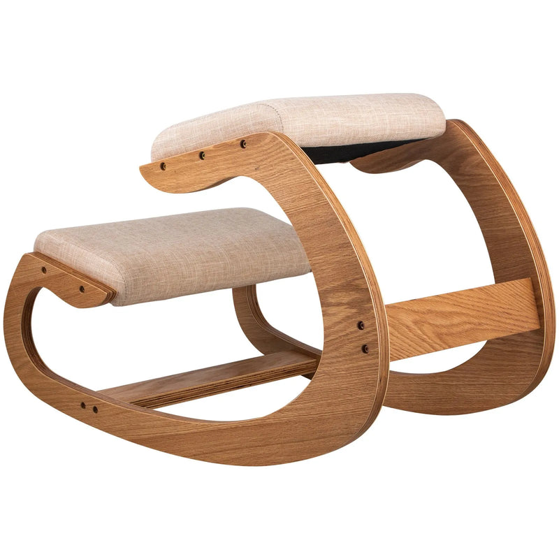 VEVOR ergonomisks ceļu balsta krēsls, 99,8 kg, darba krēsls pareizai stājai ar gurnu spilvenu, balta ozola apdare