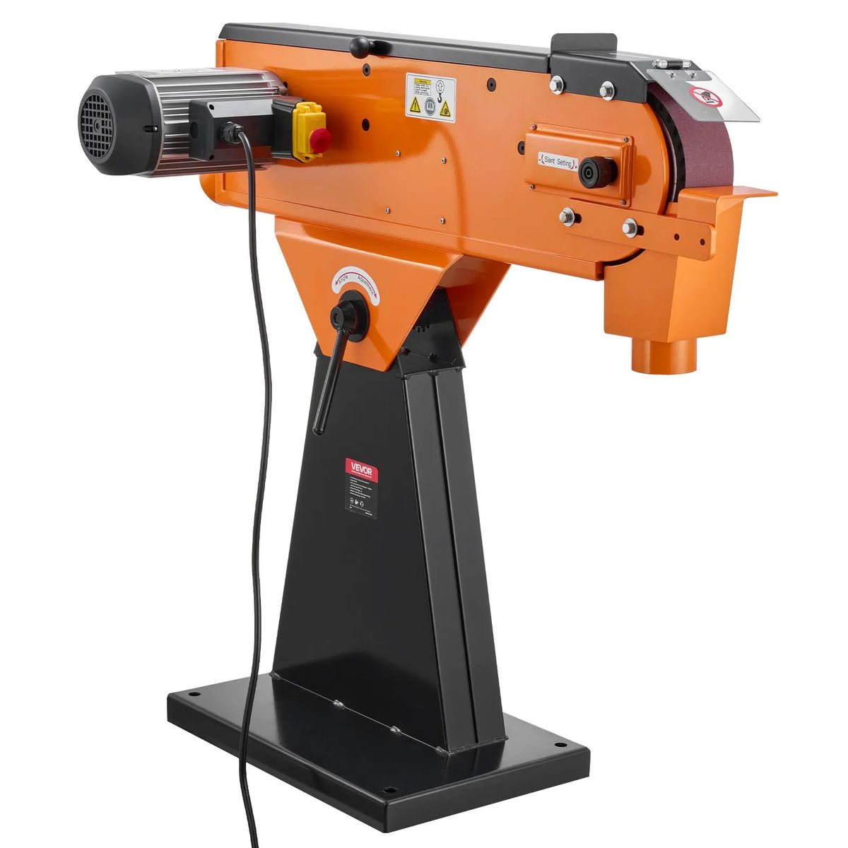 VEVOR Belt Sander 76 × 2007 mm, 2100 W, 900 RPM, Industrial Grinding and Polishing Machine with 0°–45° Adjustable Angle and Dust Extraction Port for Woodworking and Metalworking