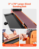 VEVOR lentes slīpmašīna 76 × 2007 mm, 2100 W, 900 apgr./min, industriāla slīpēšanas un pulēšanas iekārta ar 0°–45° regulējamu leņķi un putekļu nosūces pieslēgumu kokapstrādei un metālapstrādei