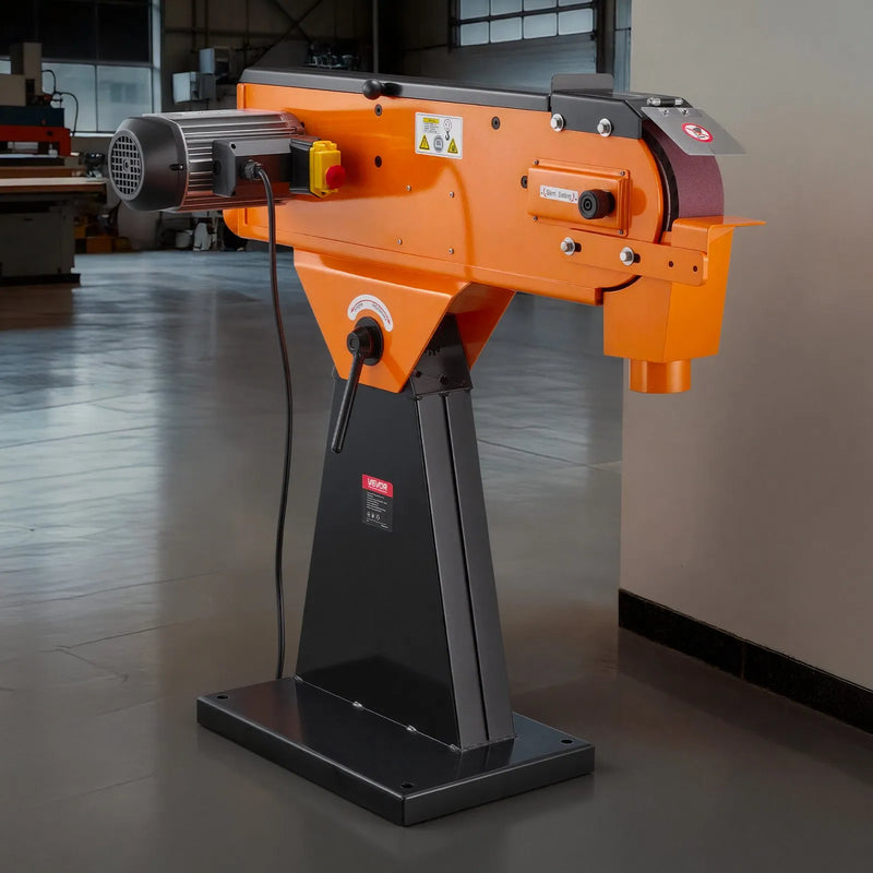 VEVOR lentes slīpmašīna 76 × 2007 mm, 2100 W, 900 apgr./min, industriāla slīpēšanas un pulēšanas iekārta ar 0°–45° regulējamu leņķi un putekļu nosūces pieslēgumu kokapstrādei un metālapstrādei