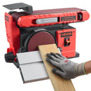 VEVOR lentes un diska slīpmašīna 152,4 mm / 101,6 × 914,4 mm, 400 W profesionāla kombinētā slīpmašīna ar regulējamu darba galdu 0–45°, putekļu nosūkšanas pieslēgumu kokapstrādei un DIY darbiem