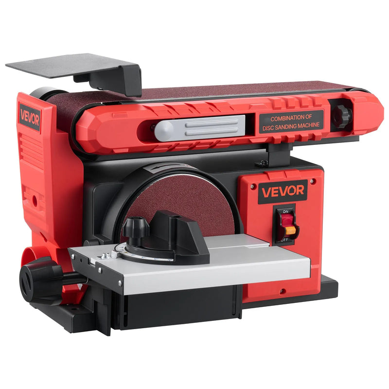VEVOR lentes un diska slīpmašīna 152,4 mm / 101,6 × 914,4 mm, 400 W profesionāla kombinētā slīpmašīna ar regulējamu darba galdu 0–45°, putekļu nosūkšanas pieslēgumu kokapstrādei un DIY darbiem