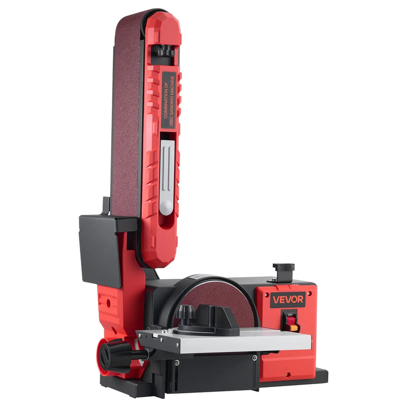VEVOR lentes un diska slīpmašīna 152,4 mm / 101,6 × 914,4 mm, 400 W profesionāla kombinētā slīpmašīna ar regulējamu darba galdu 0–45°, putekļu nosūkšanas pieslēgumu kokapstrādei un DIY darbiem
