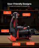 VEVOR lentes un diska slīpmašīna 125 mm / 25 × 762 mm, 250 W galda tipa kombinētā slīpmašīna ar regulējamu darba galdu 0–45° un putekļu nosūkšanas pieslēgumu kokapstrādei, mēbeļu atjaunošanai un DIY darbiem