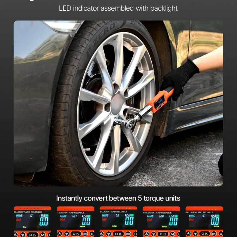 Digitālais momentslēdzis 9,5 mm piedziņa, 0–135 Nm, 72 zobu sprūdrats