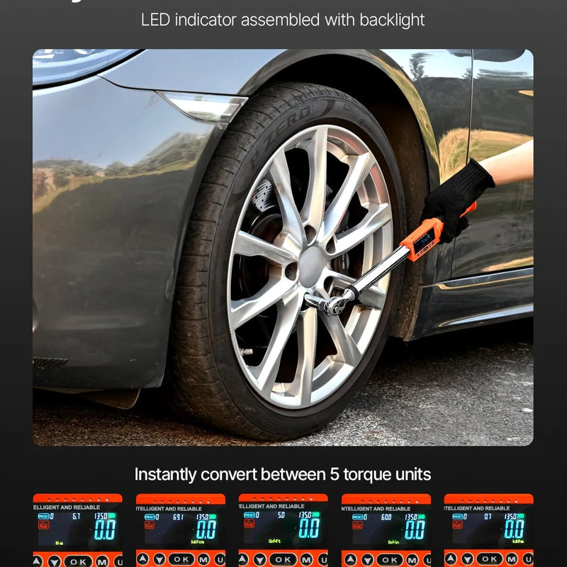 Digitālo momentslēdžu komplekts 2 gab., 12,5 mm un 9,5 mm piedziņa, 72 zobu