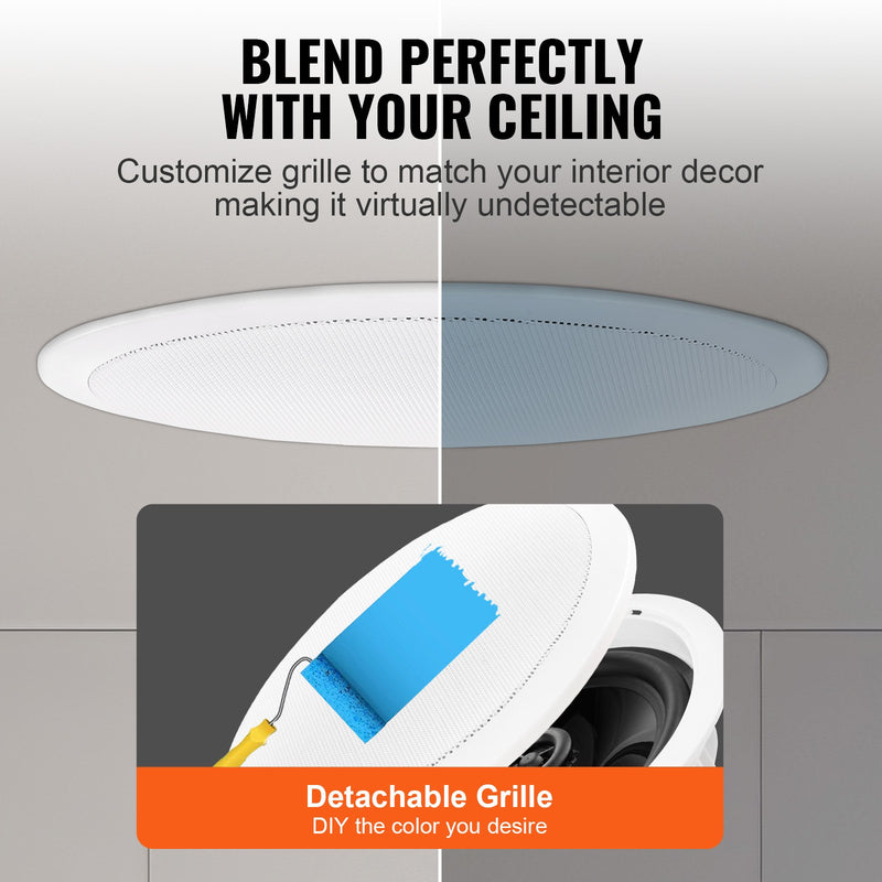 VEVOR Bluetooth griestu skaļruņi, 16,5 cm, 150 W, iebūvējami, 2 gab.