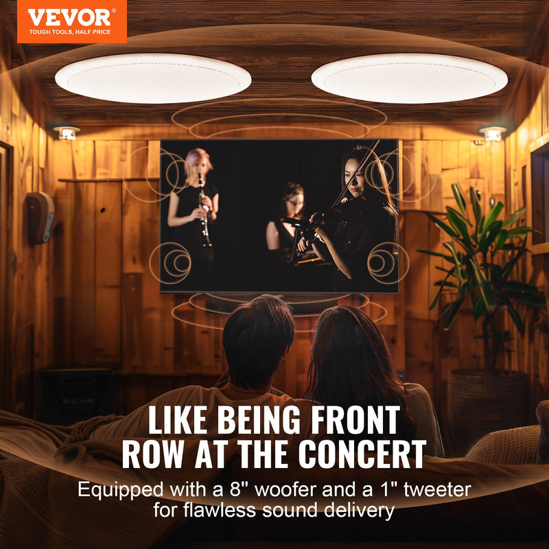 VEVOR griestu skaļruņi, 2 gab., 20 cm, 50 W, iebūvējami sienā vai griestos