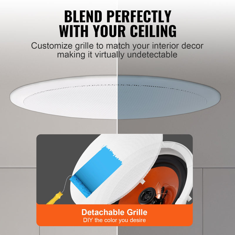 VEVOR griestu skaļruņi, 4 gab., 20 cm, 100 W, iebūvējami sienā vai griestos