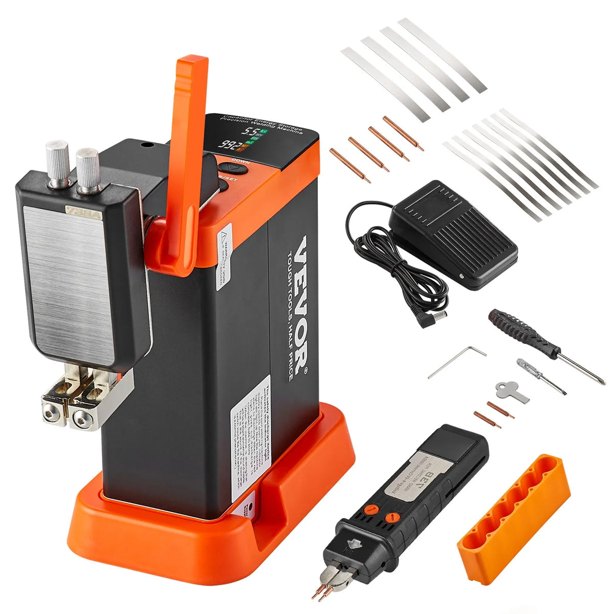 VEVOR 14.5 kW Battery Spot Welder with Capacitor Energy Storage Technology, 73B Welding Pen, 801D High Power Spot Welder with 2 Welding Modes for 0.1–0.3 mm Pure Nickel Welding