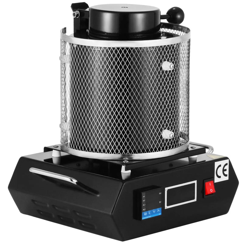 VEVOR elektriskā metālu kausēšanas krāsns 1350W, līdz 1150°C, digitāla temperatūras vadība, 3 kg keramikas tīģelis, zelta, sudraba un alumīnija kausēšanai un liešanai