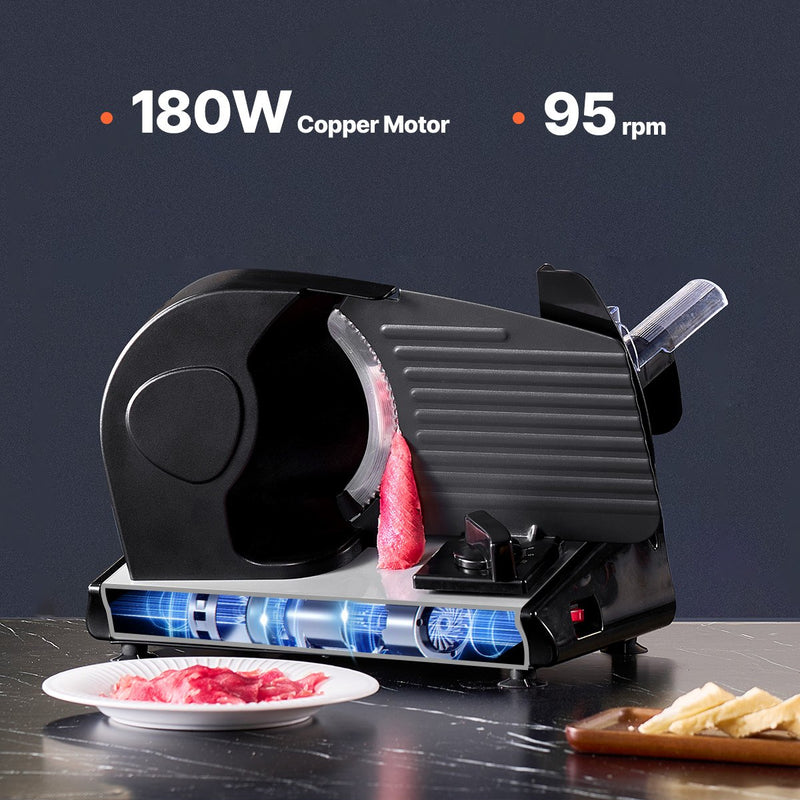 VEVOR 180W Elektriskais Gaļas Sagriezējs, 19 cm, Gaļas, Maizes un Siera griešanai