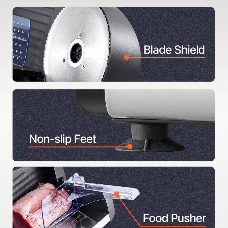VEVOR 180W Elektriskais Gaļas Sagriezējs, 19 cm, Gaļas, Maizes un Siera griešanai