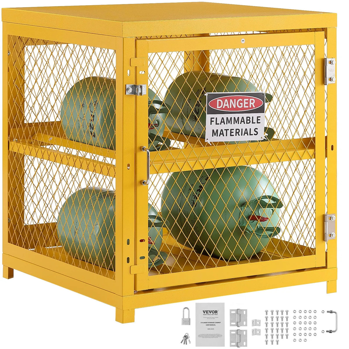 Horizontāls propāna balonu uzglabāšanas skapis, ietilpība 4×15 kg