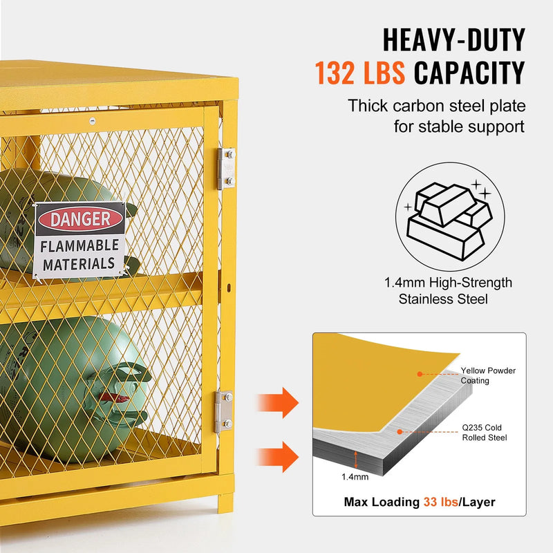 Horizontāls propāna balonu uzglabāšanas skapis, ietilpība 4×15 kg