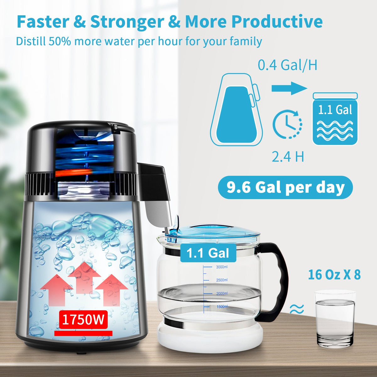 4L VEVOR Water Distiller with 1.5 l/h Output, Timer and Dual Temperature Control, Silver