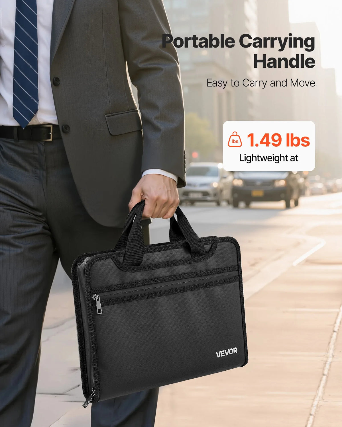 VEVOR Fireproof Document Bag, Heat Resistant up to 1000°C, Fire and Waterproof, Portable Multi-Layer File Storage and Security Organiser for Home, Office or Travel, Suitable for Passports, Important Documents and Files