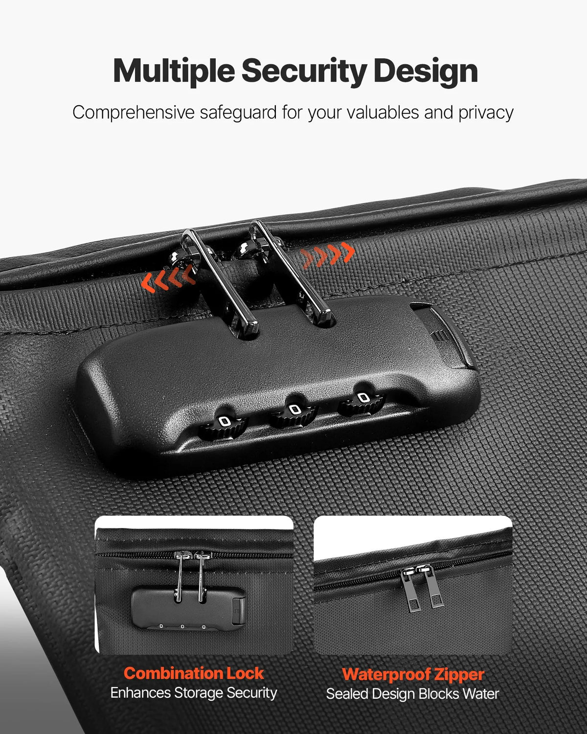 VEVOR Fireproof Document Bag with 1000 °C Heat Resistance, Fire and Waterproof Coating, Lock and Portable Design, Suitable for Safe Storage of Documents, Passports and Important Files at Home, Office or Travel