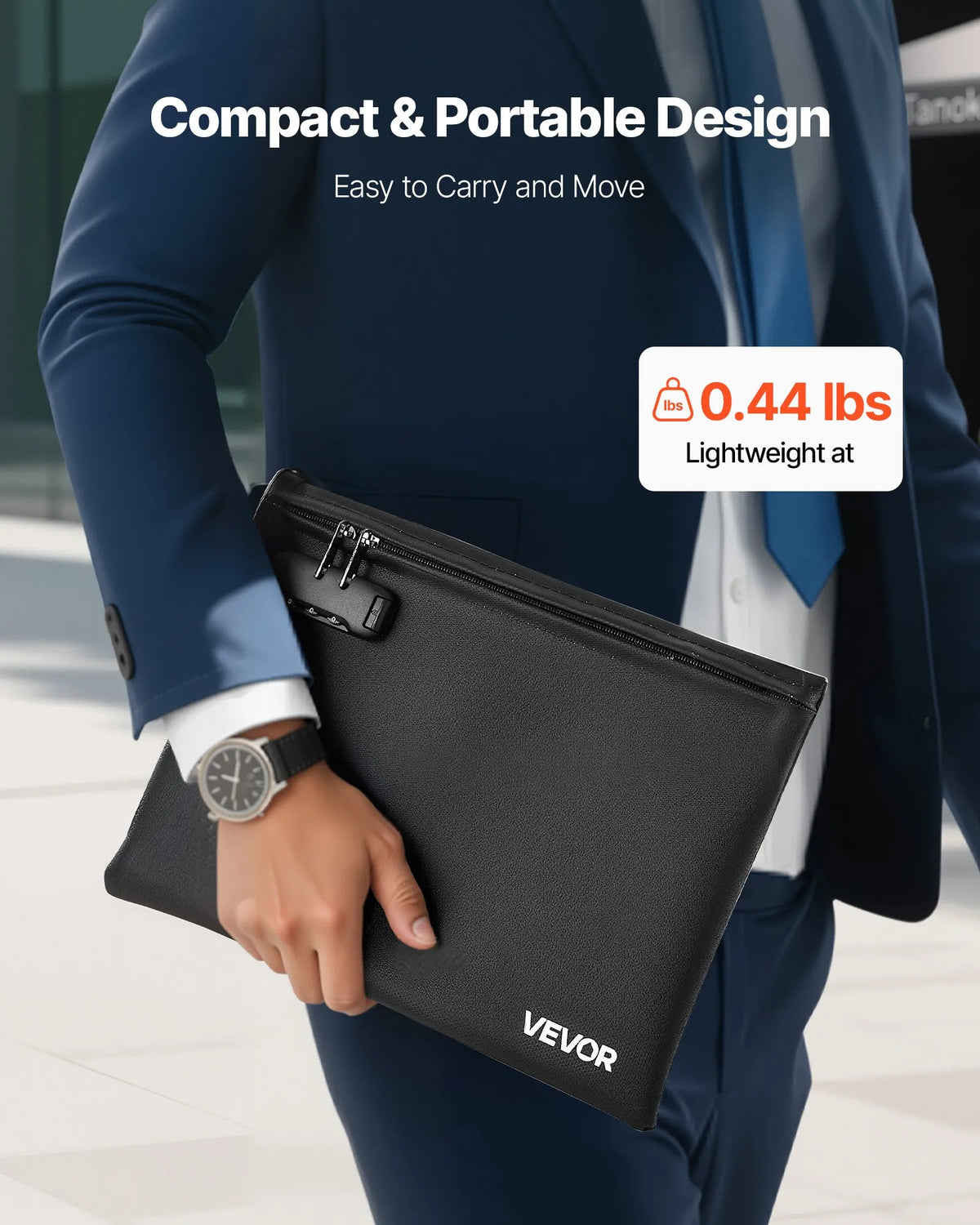 VEVOR Fireproof Document Bag with 1000 °C Heat Resistance, Fire and Waterproof Coating, Lock and Portable Design, Suitable for Safe Storage of Documents, Passports and Important Files at Home, Office or Travel