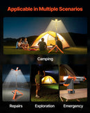 VEVOR LED darba gaisma ar statīvu, 13,2 Ah akumulators, uzlādējama bezvadu konstrukcijas un kempinga lampa ar 3 gaismas galvām, noņemamu trijkāja statīvu, spilgtums 2200 lūmeni, 3000–6500 K regulējama gaisma, pārnēsājama darba vietām