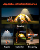 VEVOR LED darba gaisma ar statīvu, 8 Ah, uzlādējama bezvadu kempinga gaisma, ar 3 lampu galvām, noņemamu trijkāja statīvu, 2200 lūmeni, 3000K–6500K regulējams spilgtums, pārnēsājams apgaismojums būvlaukumiem