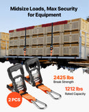 VEVOR sprūdrata kravas nostiprināšanas siksnas 38,1 mm × 1,8 m ar karabīnēm, pārrāvuma izturība 1100 kg, 2 gab. ar pārnēsāšanas somu