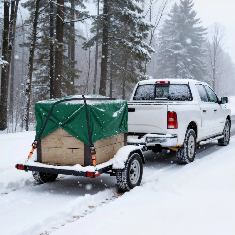 VEVOR sprūdrata kravas nostiprināšanas siksnas 38,1 mm × 1,8 m ar karabīnēm, pārrāvuma izturība 1100 kg, 2 gab. ar pārnēsāšanas somu