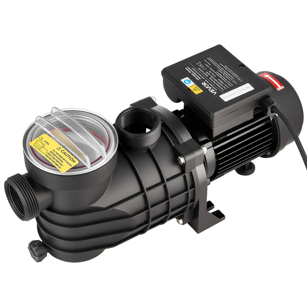 VEVOR Above Ground Pool Pump 250 W, Up to 11,700 l/h, 220–240 V, 2850 RPM, 8 m Lift, with Filter Basket and Cover, Suitable for Pools and Spa