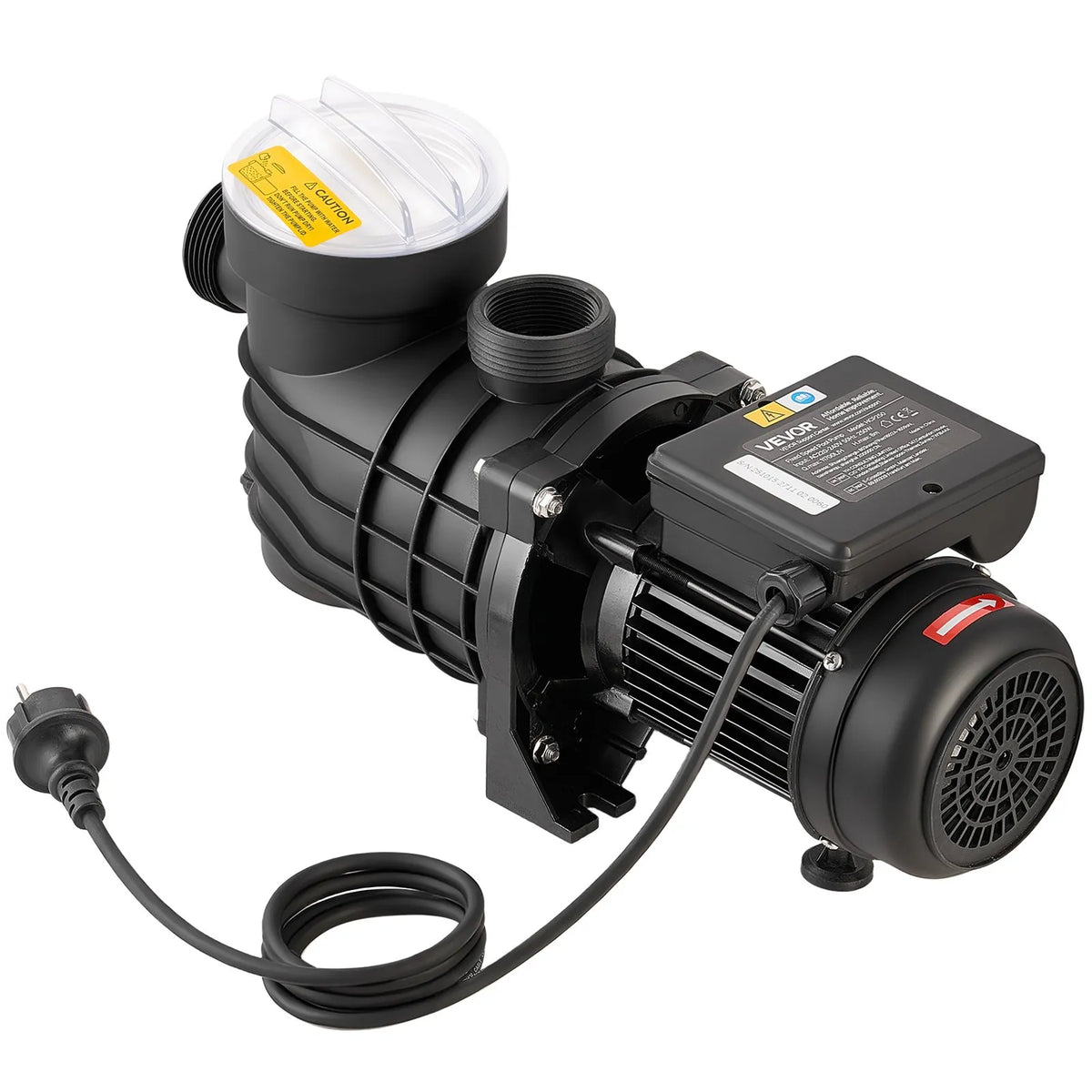 VEVOR Above Ground Pool Pump 250 W, Up to 11,700 l/h, 220–240 V, 2850 RPM, 8 m Lift, with Filter Basket and Cover, Suitable for Pools and Spa