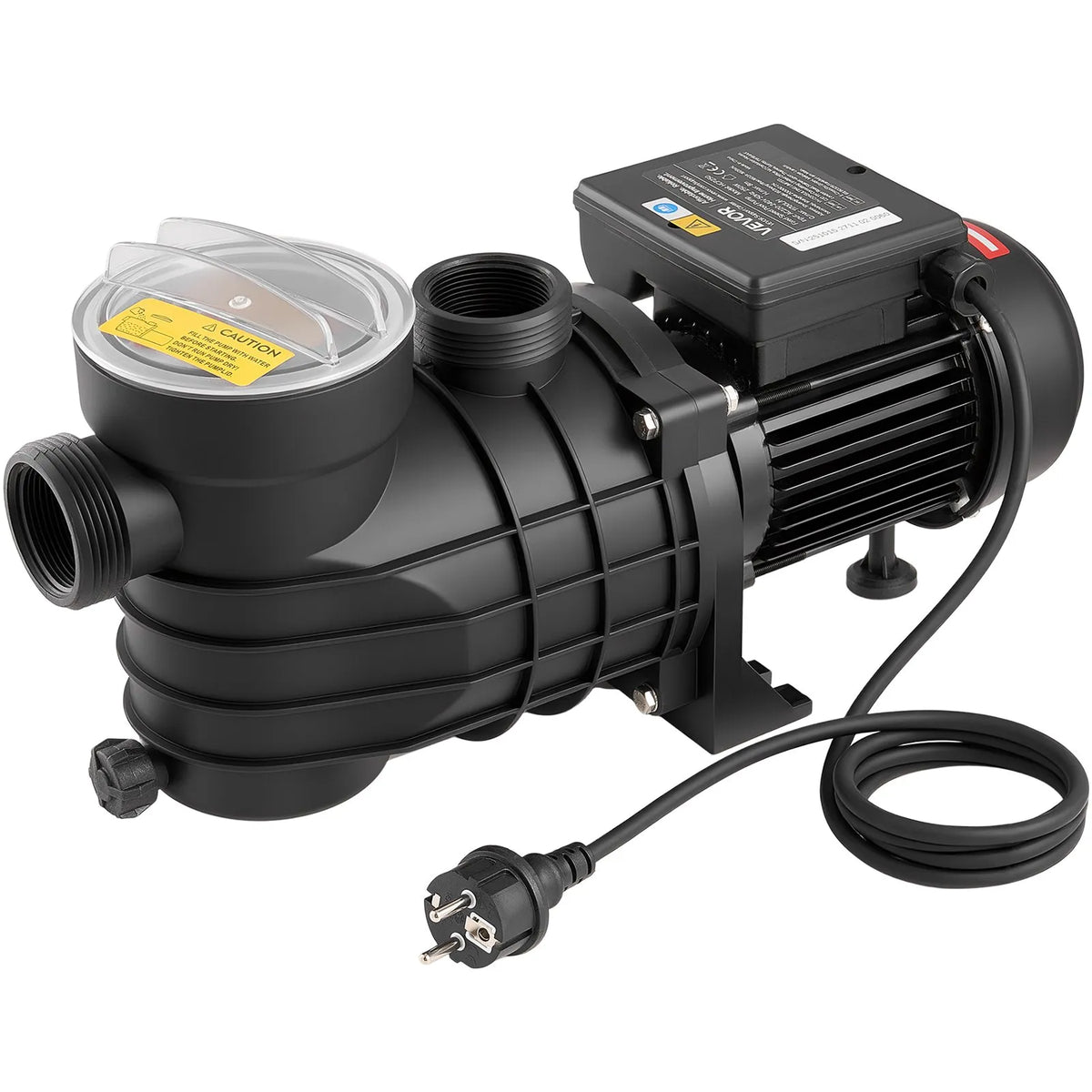 VEVOR Above Ground Pool Pump 250 W, Up to 11,700 l/h, 220–240 V, 2850 RPM, 8 m Lift, with Filter Basket and Cover, Suitable for Pools and Spa