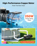 VEVOR virszemes baseina sūknis 250 W, līdz 11 700 l/h, 220–240 V, 2850 apgr./min, 8 m pacēlums, ar filtra grozu un vāku, piemērots baseiniem un spa